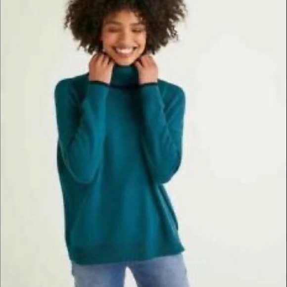 NWT Boden Cora Roll Neck Sweater Teal/Navy - Picture 3 of 8
